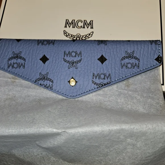 MCM Light Blue Leather Clutch - Picture 2 of 3